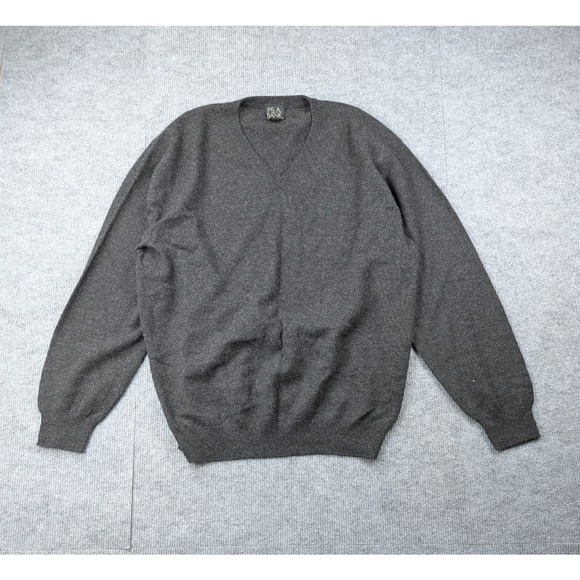 Jos A Bank Cashmere Sweater Mens XL Gray Quiet Luxury Old Money Timeless Soft - Picture 1 of 6